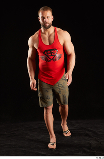 Dave  1 camo shorts dressed front view red tank…